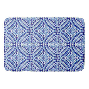 Mediterraner blauer Mosaikstil Badematte