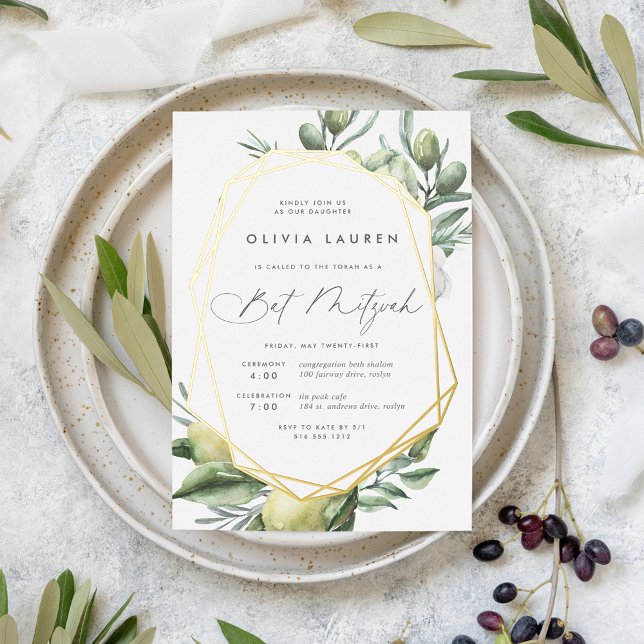 Mediterraner Garten Bat Mitzvah Folieneinladung (Von Creator hochgeladen)