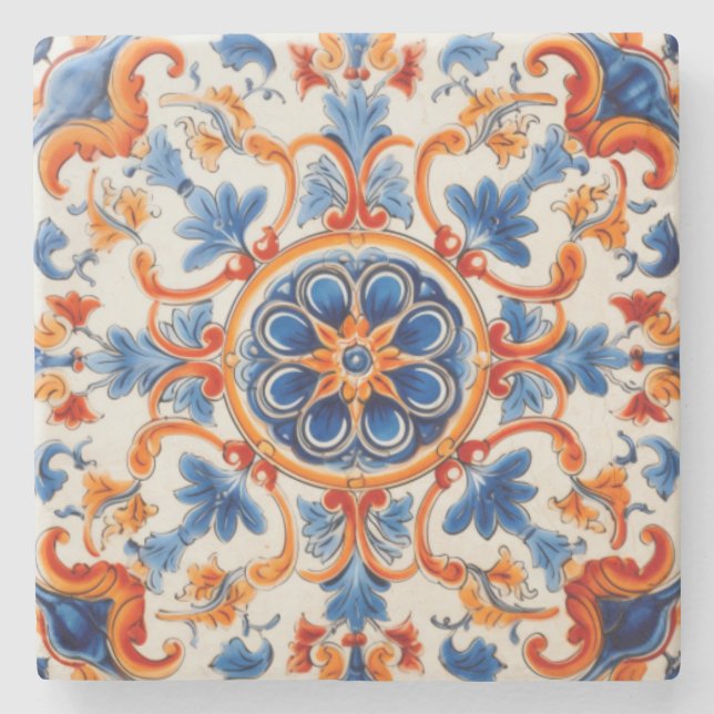 Mediterraner Garten Steinuntersetzer (Vorderseite)