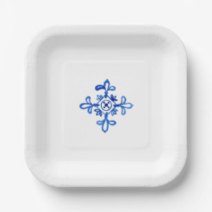 Mediterraner Kobalt Blauer Tile Pappteller