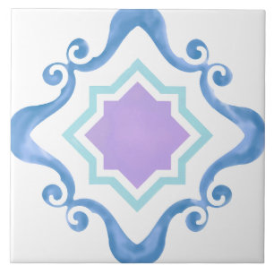 Mediterraner Star Blau und Lila Keramik Fliese