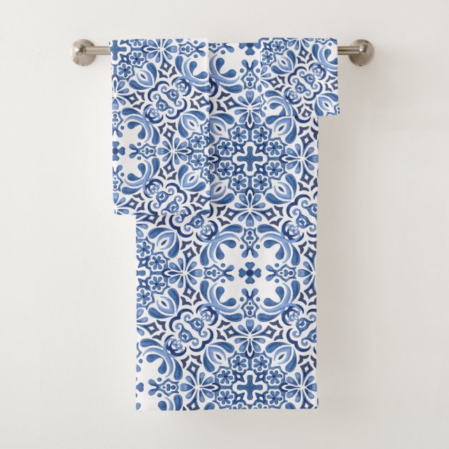 Mediterranes Aquarelltuch Badhandtuch Set (Insitu)