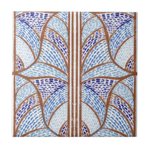 Mediterranes Blau. & Terracotta Mosaic Pattern Fliese