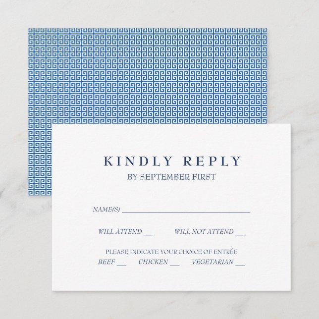 Mediterranes Blue Griry Key Wedding RSVP Italia Einladung (Vorne/Hinten)
