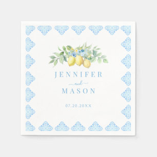 Mediterranes Blue Tiles Lemon Serviette