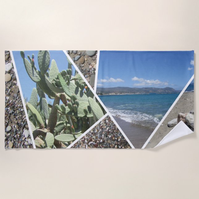 Mediterranes Collage Design Strandtuch (Vorderseite)
