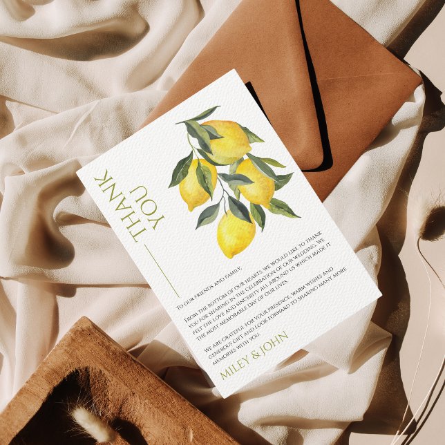 Mediterranes Italien Griechenland Lemon Vibrann Dankeskarte (Von Creator hochgeladen)