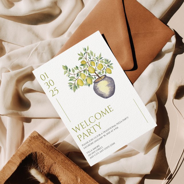 Mediterranes Italien Lemon Vibrann Begrüßung Party Einladung (Von Creator hochgeladen)