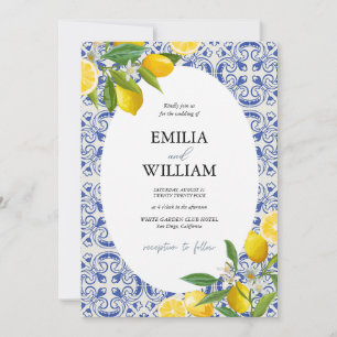 Mediterranes Lemon Wedding Foto Einladung