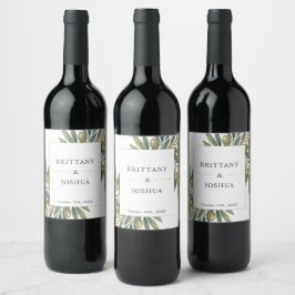 Mediterranes Thema Olivenhochzeit Weinetikett