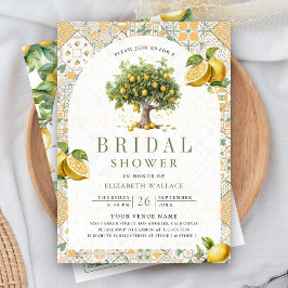 Mediterranes Tile Lemon Tree Arch Brautparty Einladung