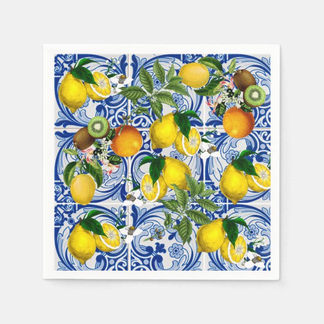Mediterranes Zitronenpapier Napkin Serviette (Vorderseite)