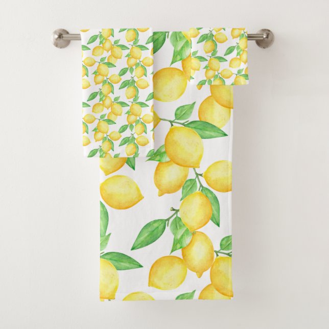 Mediterrenean Citrus Lemon pattern Badhandtuch Set (Insitu)