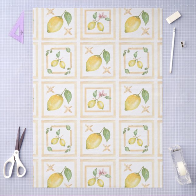 Mediterrenean Citrus Lemon pattern Seidenpapier (Basteln)
