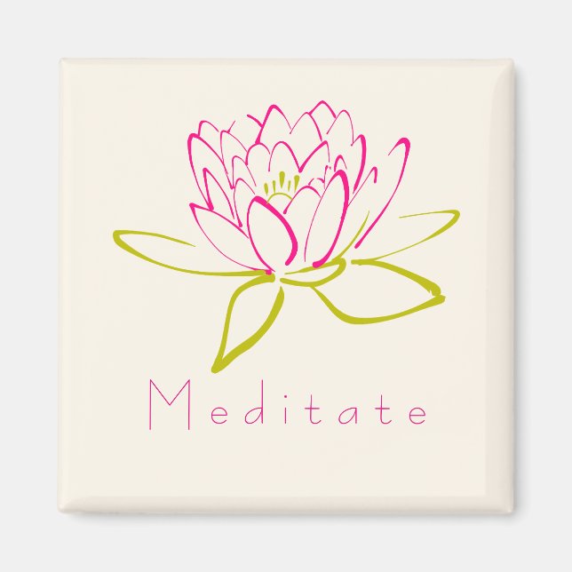 Meditieren. Blume Lotus/Wasserlilie Illustration Magnet (Vorne)