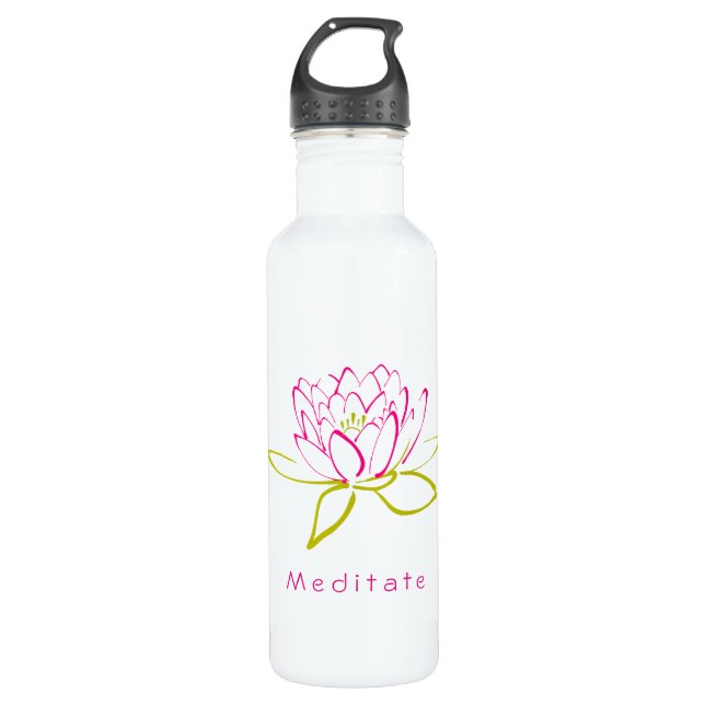 Meditieren. Blume Lotus/Wasserlilie Illustration Trinkflasche (Vorderseite)