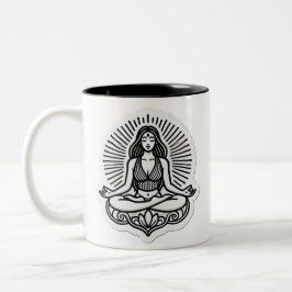 Meditieren, um den Geist zu beruhigen Zweifarbige Tasse