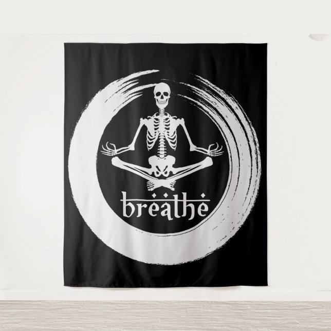 Meditieren von Skelett Wandteppich (Vorderseite)