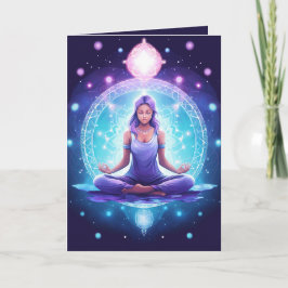 Meditieren von Yoga Crystals Amethyst Lotus Birthd Karte