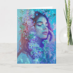 *~* Meditierende Frau Spirituelle FLORAL SC4 BLANK Dankeskarte