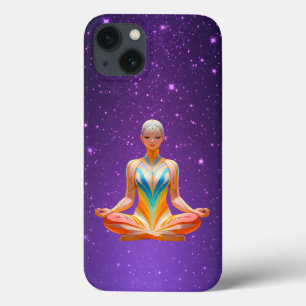Meditierende Frau und Sternenhimmel lila Case-Mate iPhone Hülle