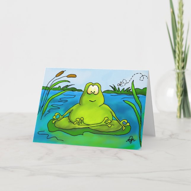 Meditierende Froschkunst-Druckkarte Karte (Vorderseite)