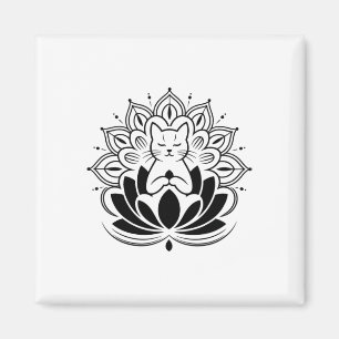 Meditierende Katze Lotusblume Zen Yoga-Enthusiast  Magnet