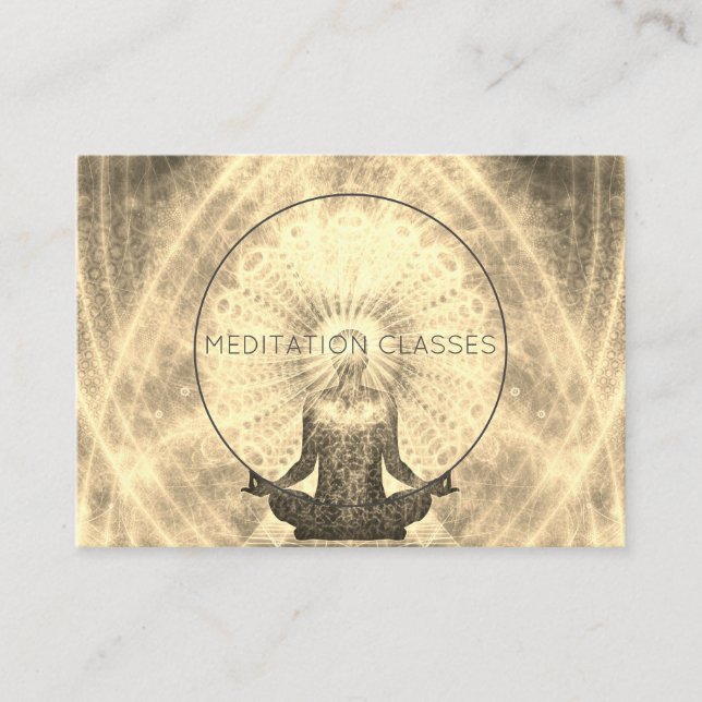 Meditierende Schamane umgeben von leichter Meditat Visitenkarte (Vorderseite)