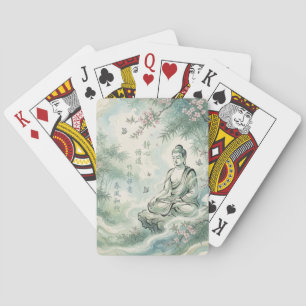 Meditierender Buddha-Bambus-Tusche-Kunst Spielkarten