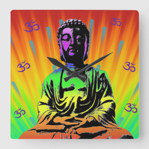 Meditierender Buddha Quadratische Wanduhr