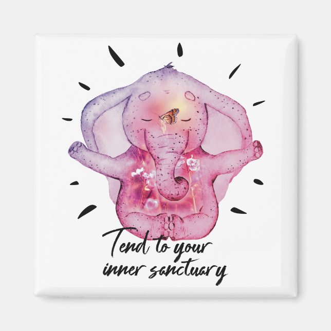 Meditierender Elefant. Zieh zu deinem inneren Heil Magnet (Vorne)
