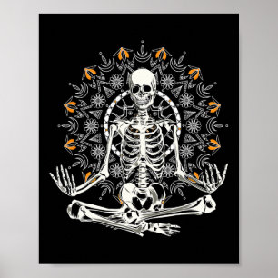 Meditierendes Skelett-Mandala-Yoga-Grafik für Hall Poster