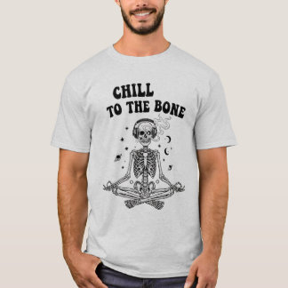 Meditierendes Skelett mit Kopfhörern im Weltraum-T T-Shirt