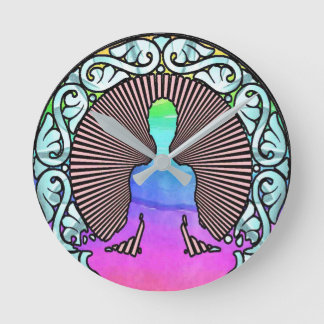 MEDITUNG YOGA CIRCLE AURA RADIATIONS LOGO RUNDE WANDUHR