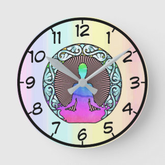 MEDITUNG YOGA CIRCLE AURA RADIATIONS LOGO RUNDE WANDUHR