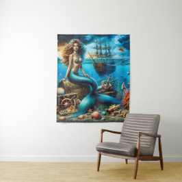Medium (50" x 60") Bänder Mermaid Wandteppich
