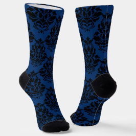 Medium Blue Damask 1 Socken