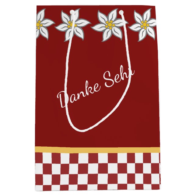 Medium Red Edelweiss Geschenktasche Mittlere Geschenktüte (Vorderseite)