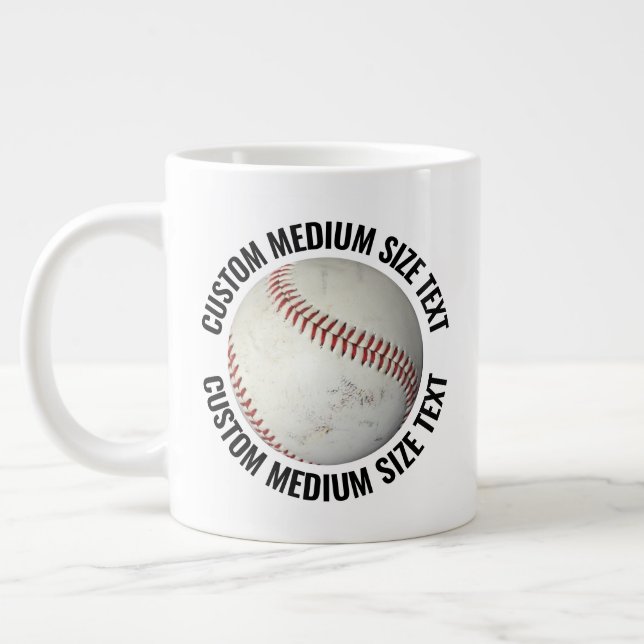 Medium Size Personalized Text Baseball Custom Jumbo-Tasse (Links)