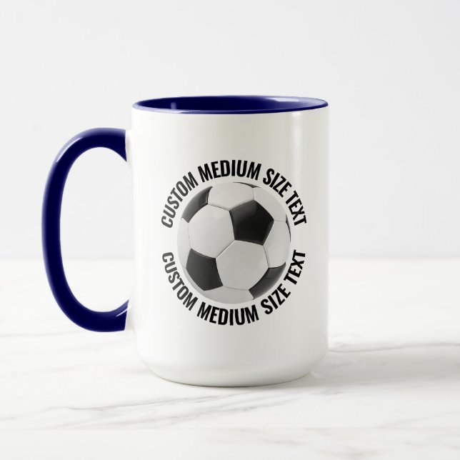 Medium Text NAVY BLAU Combo 15oz Custom Fußball Tasse (Links)