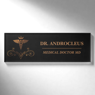 Medizin Black Gold Caduceus Namenschild