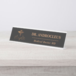 Medizin Black Gold Caduceus Schreibtischnamensplakette
