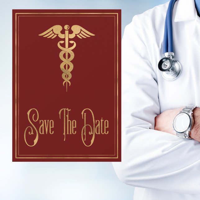 Medizin Caduceus Ärztin Krankenschwester Rot Save  Save The Date (Von Creator hochgeladen)