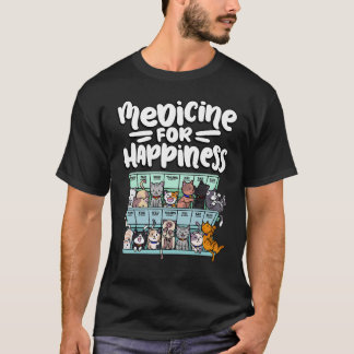 Medizin für Glück Pillenbox Tiere Katzenrassen T-Shirt