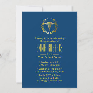 Medizin & Krankenpflege Schule Navy Blue Abschluss Einladung
