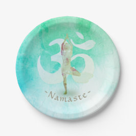 Medizin Lehrer Wasserfarbe Yoga Pose Om Signage Pappteller