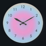 Medizin Pastel Gradient Ombre Farbige Aura   Große Wanduhr<br><div class="desc">Ein sanft geschmolzener Traum von einem linearen Gradienten,  bemalten Frühlingsträume,  erhabene Gedanken und wunderschöne pastellfarbene ästhetische Vibes. Farbige Teppiche,  Schlafzimmer,  Wohngestaltung-Design. Farbenfrohe Retrogradientenorientierung Sie können dieses Design mit Ihrem Monogramm,  Namen,  Logo oder einem Sprichwort anpassen. Klicken Sie auf Design bearbeiten und fügen Sie Text hinzu.</div>