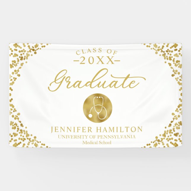 Medizin-Schule White Gold Abschluss Banner (Horizontal)