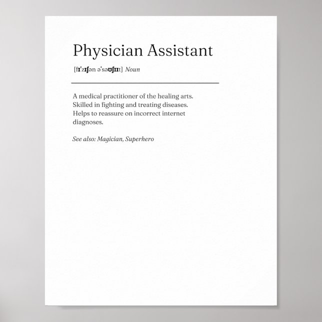 Medizinassistent Definition Funny Poster-Geschenk Poster (Vorne)