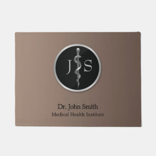 Medizinisch stilvoller edler silberner Stab des As Fußmatte